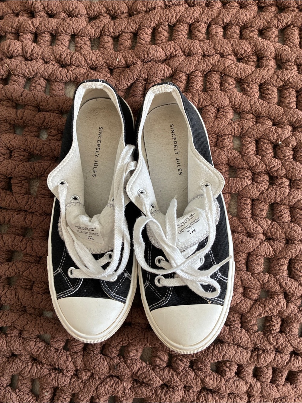 Sincerely Jules Black and White Low-Top Sneakers